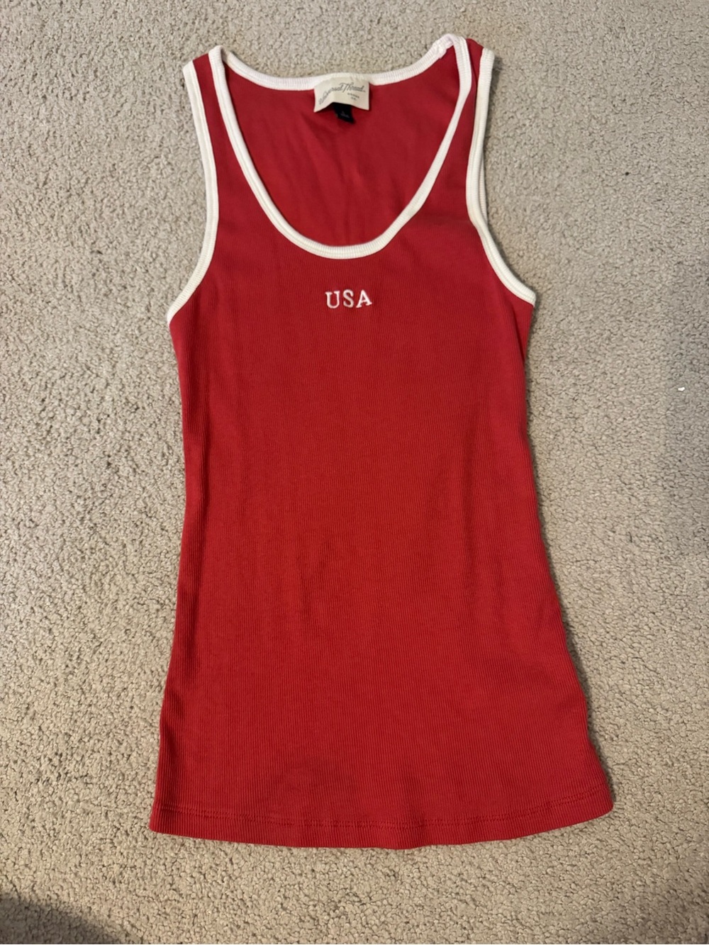Universal Thread Red Ribbed Tank with White Trim